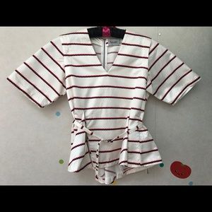 Rachel Comey Ric Rac stripe peplum belted top